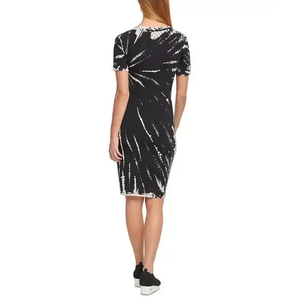 New DKNY Women's Sport Tie Dyed T Shirt Dress Black/White, Size: X-Small - Picture 2 of 3
